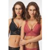 Dorina 2 PACK Lana Bralette ECO čierno-korálová