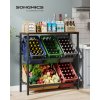 SONGMICS Kovový stojan LIFEWIT pre 6 prepraviek s policou, nosnosť 340 kg 104 x 117 x 40 cm hnedá