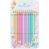 FABER-CASTELL trojhranné farbičky SPARKLE PASTELL - 12 ks v kovovom puzdre