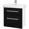 Dreja Umývadlová skrinka GO SZZ2 60 - N01 Biela lesk / Úchytka T01 / L17 Čierná vysoký lesk
