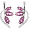 Nefertitis Náušnice strieborné s brúsenými Pink topazy a zirkónmi Ag 925 019520 PT NF14345 - 2,5 cm, 3,0 g