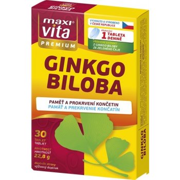 MaxiVita Premium Ginkgo biloba pre pamäť a prekrvenie končatín 30 tabliet