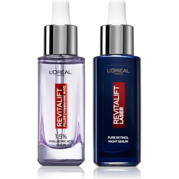 Kozmetická sada L’Oréal Paris Revitalift sérum proti vráskam s kyselinou hyalurónovou 30 ml + nočné sérum proti vráskam 30 ml