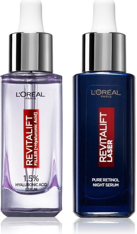 L’Oréal Paris Revitalift sérum proti vráskam s kyselinou hyalurónovou 30 ml + nočné sérum proti vráskam 30 ml