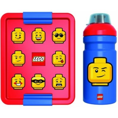 Olovrantový set (fľaša a box) LEGO ICONIC Classic - červená/modrá