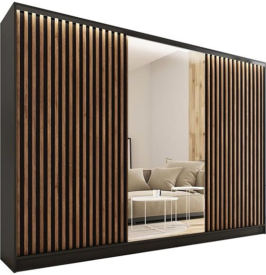 Nejlevnější nábytek Insular 3D 280 so zrkadlom čierny mat/dub lefkas
