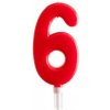 Dekora Svíčka na dort 15cm číslo 6 červená