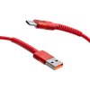 mobilNET pletený kábel USB na Type-C 1M 3A, červený