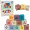 LEAN TOYS Senzorické kocky, farebné – 12 kusov