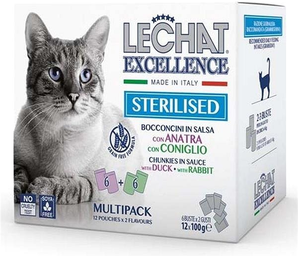 MONGE LECHAT EXCELLENCE STERILIZED kačica králik 12 x 100 g