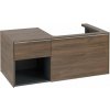 Villeroy & Boch Subway 3.0 Umývadlová skrinka s LED osvetlením, 41x100x52 cm, 2 zásuvky, výrez vpravo, Arizona Oak C571L0VH