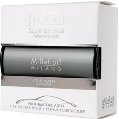 Millefiori Milano Icon Cold Water - Chladná voda vôňa do auta Classic tmavo šedá vonia až 2 mesiace 47 g