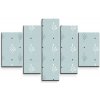 Sablio Obraz - 5-dílný Modré a Biele lístky - 125x90 cm