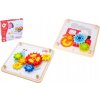 Teddies Skládačka ozubená kolečka dřevo 14ks s předlohami, 512049