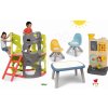 Set preliezačka Multiactivity Climbing Tower na šplhanie so šmykľavkou Smoby a hracia stena so 6 aktivitami a stôl s dvoma stoličkami