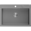 Mexen Elix, 1-korový granitový drez 700 x 500 mm, šedá, chrómový sifón, 6526701005-71
