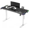 ULTRADESK Herný stôl FORCE SNOW - biely, 166x70 cm, 66-86 cm, 5 úrovní výšky,s XXL podložkou pod myš, RGB podsvietenie, DOPREDAJ