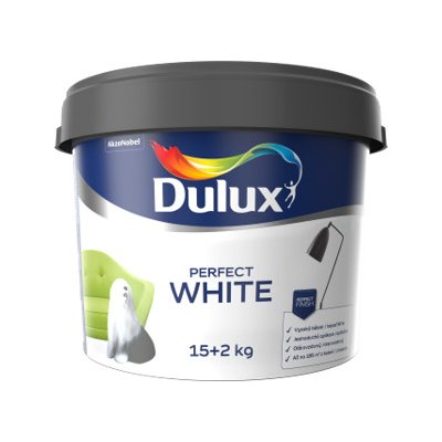 Dulux PERFECT WHITE 15+2kg, biela krycia interiérová farba na steny