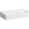LAUFEN Val Compact asymetrické závesné umývadlo so zníženou odkladacou plochou s reliéfom vpravo, bez otvoru, bez prepadu, 600 x 310 mm, matná biela, H8172857571421
