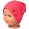 Baby Nellys Rebrovaná čiapka Hviezdičky - koralová, veľ. 80/86, 80/86 (12-18m)