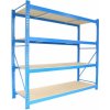 Profesionálny regál Biedrax základný 120 x 200 x 400 cm, 4 police - nosnosť 350 kg/polica, modrý
