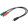 PremiumCord Adaptér 4pólový jack3,5mm pro sluchátka a mikrofon, 30cm (kjr-33)