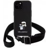 Karl Lagerfeld Saffiano Crossbody Metal Karl and Choupette s nastaviteľným popruhom iPhone 15 - čierne