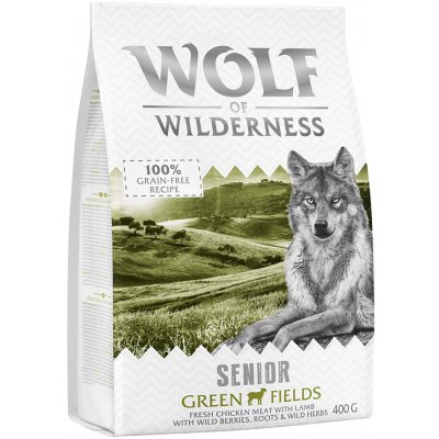 Wolf of Wilderness Skúšobné balenie SENIOR Green Lands jahňacie 400 g