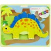 mamido Drevené puzzle dinosaurus Stegosaurus žltá Oviraptor žltá