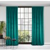 Eurofirany Dizajnový záves Rosa z jemného zamatu - 135x300 cm - tmavo tyrkysový uchytenie riasiaca páska