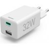 Hama mini 32W, PD/QC (1X USB-C, 1X USB-A), biela