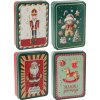 Súprava 4 vianočných plechových dóz 13,4 × 9,5 × 3,7 cm