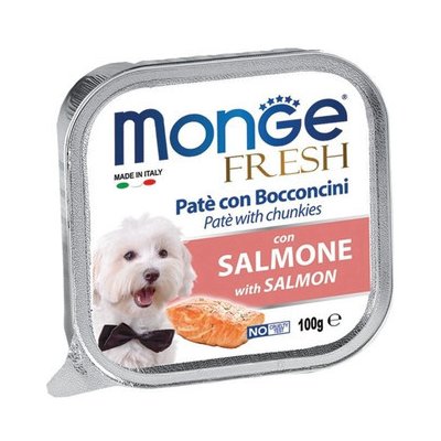 MONGE Dog Fresh paštéta a kúsky s lososom 100g