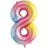 BALÓN ČÍSLO 8 OSEM FAREBNÝ FÓLIOVÝ V TVARE ČÍSLICE NARODENINY OSLAVA 1m