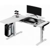 ULTRADESK Herný stôl WINGER - biely, 111x155x60 cm, 75-122 cm, elektricky nastaviteľná výška, RGB podsvietenie, držiak slúchadiel