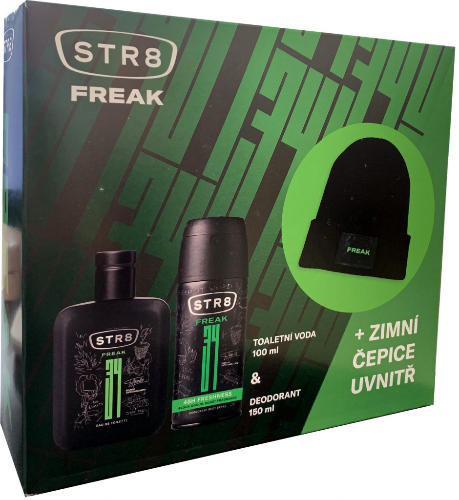 Str8 FR34K EDT 100 ml + deodorant sprej 150 ml + čepice, dárková sada pro muže