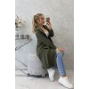 KESI 0044KHA Dámsky Oversize kardigán s kapucňou khaki