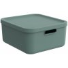 Úložný box, rovný s vekom, 20 l, matná zelená ALBU LIGHT, 40 x 36 x 18