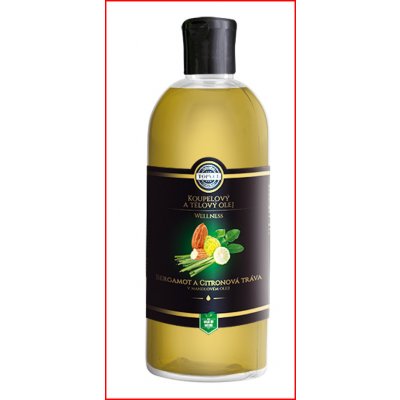 Topvet Wellness Bergamot a citronová tráva v mandlovém oleji koupelový a tělový olej 500 ml