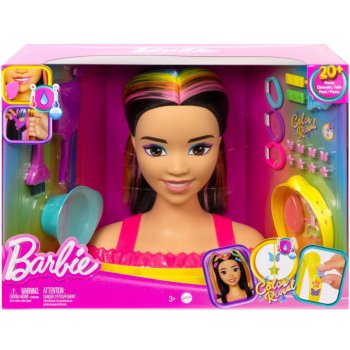 Barbie NEONOVO DÚHOVÁ ČESACIA HLAVA ČIERNOVLÁSKA