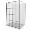 Mexen Kioto, sprchová zástena Walk-In 160 x 200 cm, 8mm sklo čierny vzor, zlatý lesklý profil, 800-160-002-50-77