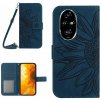 Peňaženkové kožené puzdro Sunflower na Honor 200 Pro 5G - Tmavo modrá