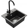 Granitový drez MEXEN MILO s kuchynskou batériou čierny so vzorom II