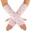VFstyle svetlo ružové pletené návleky na ruky Hearts 30 cm