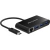 AlzaPower USB hub USB-C (M) na 3× USB-A 3.0 (F) s RJ45 čierny