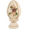 Clayre & Eef Béžová dekorácia vajíčko na podstavci zdobené kvetmi Fancy - Ø 20*39 cm - Clayre & Eef