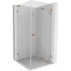MEXEN/S - Lunar-F L sprchový kút skladacie dvere pravá 90 x 90, transparent, meď kartáčovaná 836L-090-090-65-00-P