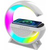 Grugen Multifunkčný Bluetooth reproduktor s RGB LED lampou a QI bezdrôtovou indukčnou nabíjačkou biely