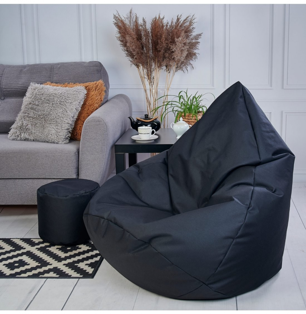 Supplies sedací vak outdoor relax nesnímateľný poťah polyester v čiernej farbe