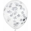 Balón s konfetami PartyDeco - Hviezdičky (strieborné) 30cm (6ks)